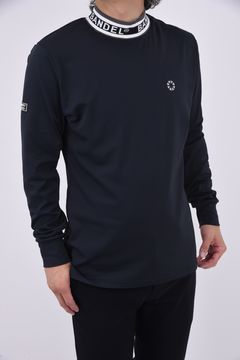 JACQUARD RIB L/S MOC SHIRTS / ロゴジャカード ロングスリーブ モックネックシャツ (ブラック)