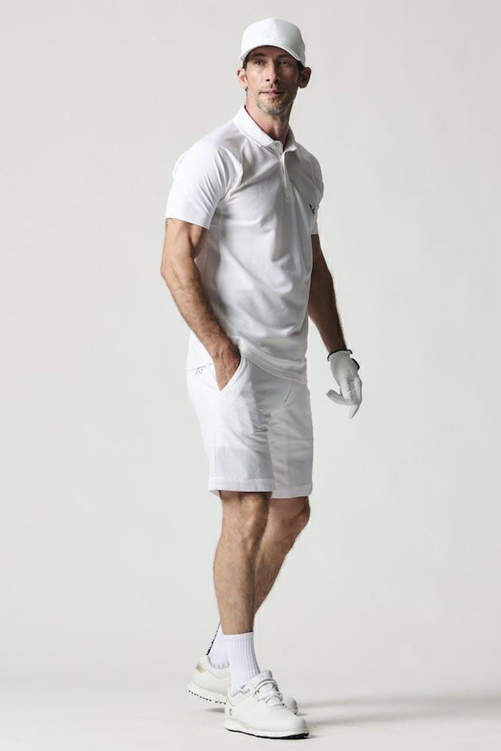 【25SS】 113 GOLF S/S POLO MESH  / ROICA素材 メッシュ ポロシャツ  (ホワイト)