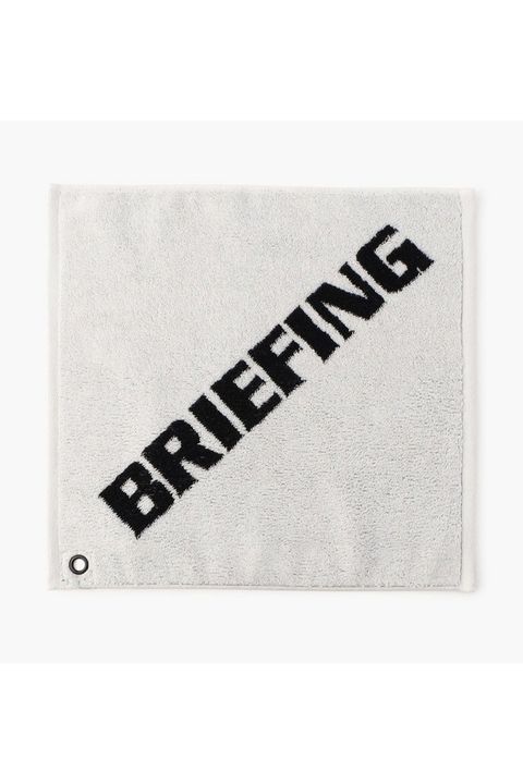 【プレゼント好適品】 LOGO WASH TOWEL BY HIPPOPOTAMUS / ブランドロゴ ループ付き スクエア型フェイスタオル (ホワイト)