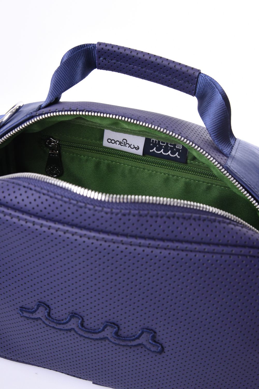 【26AW】 CONTINUA PUNCHING ETHICAL LEATHER POUCH BAG / パンチングエシカルレザー 2WAYポーチバッグ (ネイビー)