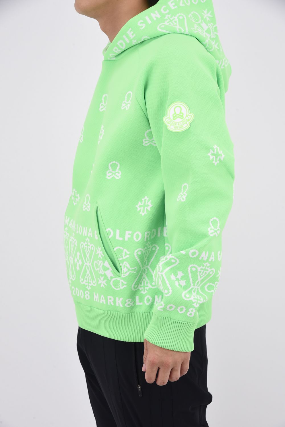 【2025AW 木村拓哉さん着用 VOL.3】 SVASTIKA POLY FLEX HOODIE / クロスモチーフ オリジナルジャカード ニットフーディー (グリーン)