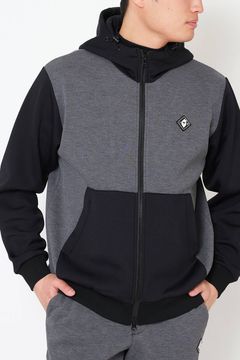 【25AW】 SW HC PARKA / ツートーン 異素材切り替え フルジップパーカー (ブラック)