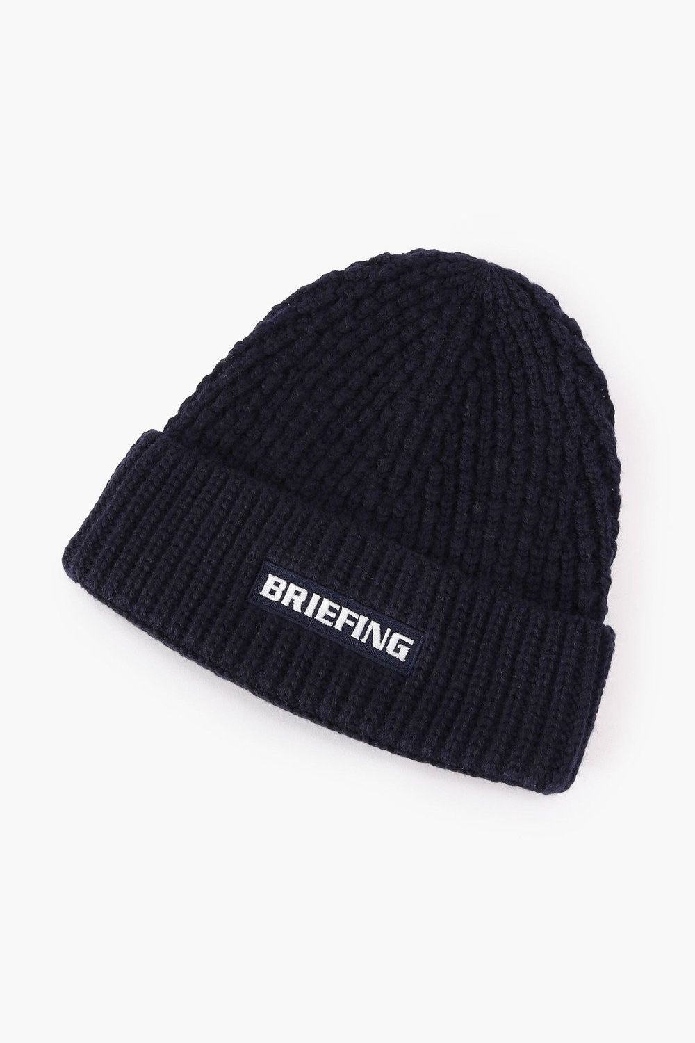 【26AW】 MEN’S WR WOOL KNIT BEANIE / ブランドロゴパッチ リブ編みニットビーニー (ネイビー)
