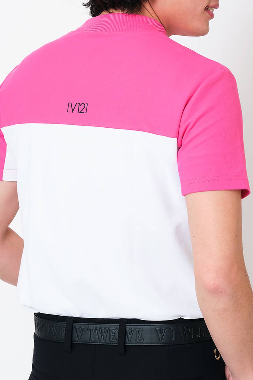 2TONE MOCK / カノコ素材 バイカラー モックネックTシャツ (ピンク)