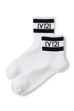 【26SS】【レディース】 VT LINE MID SOCKS WM / ブランドロゴジャカード ライン ミドルソックス (ホワイト)
