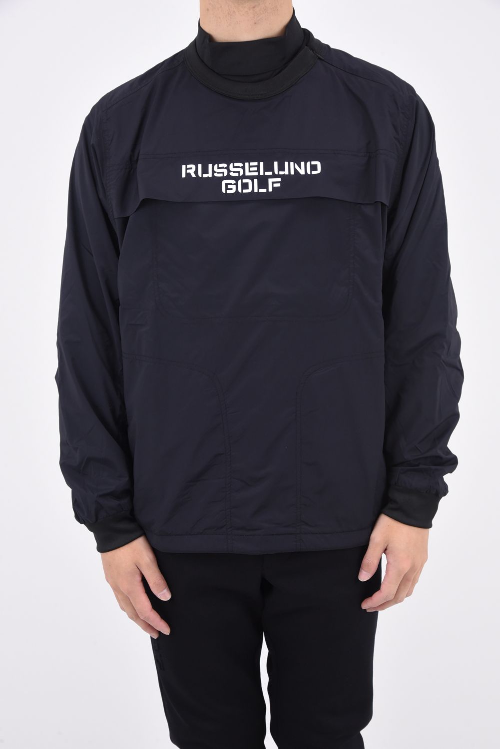 COMBAT PULLOVER BLOUSON / バックロゴ フロントポケット 起毛 軽量 ブルゾン ブラック*