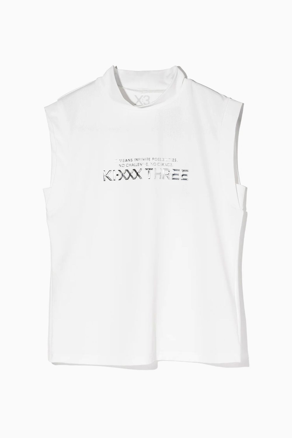 【26SS】【レディース】 DOT MESH NS MOCK TEE / ドットメッシュ生地 3Dブランドロゴ ノースリーブ モックネックTシャツ (ホワイト)