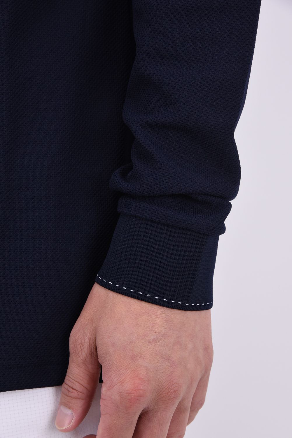 【26AW】 MEN’S BASIC LS POLO / ベーシック ブランドロゴ 長袖ポロシャツ (ネイビー)