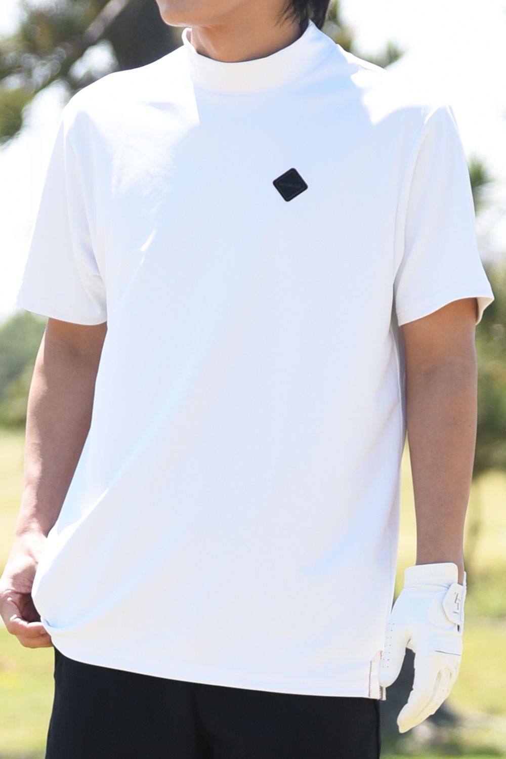 【GOSSIP GOLF 別注】  MONOCAMO BACKLOGO HIGHNECK RF / モノカモ バックロゴ モックネックTシャツ (ホワイト)