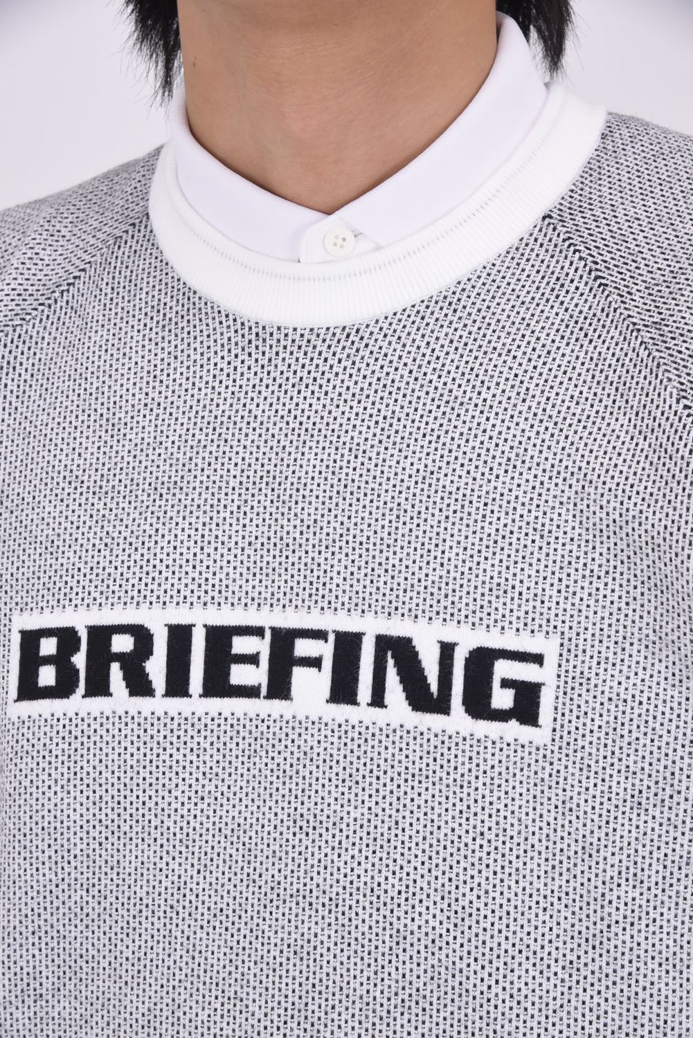 【25AW】 MEN'S MS BIRDS EYE LOGO CREWNECK KNIT / フロントロゴ バーズアイパターン クルーネックニット (ホワイト)