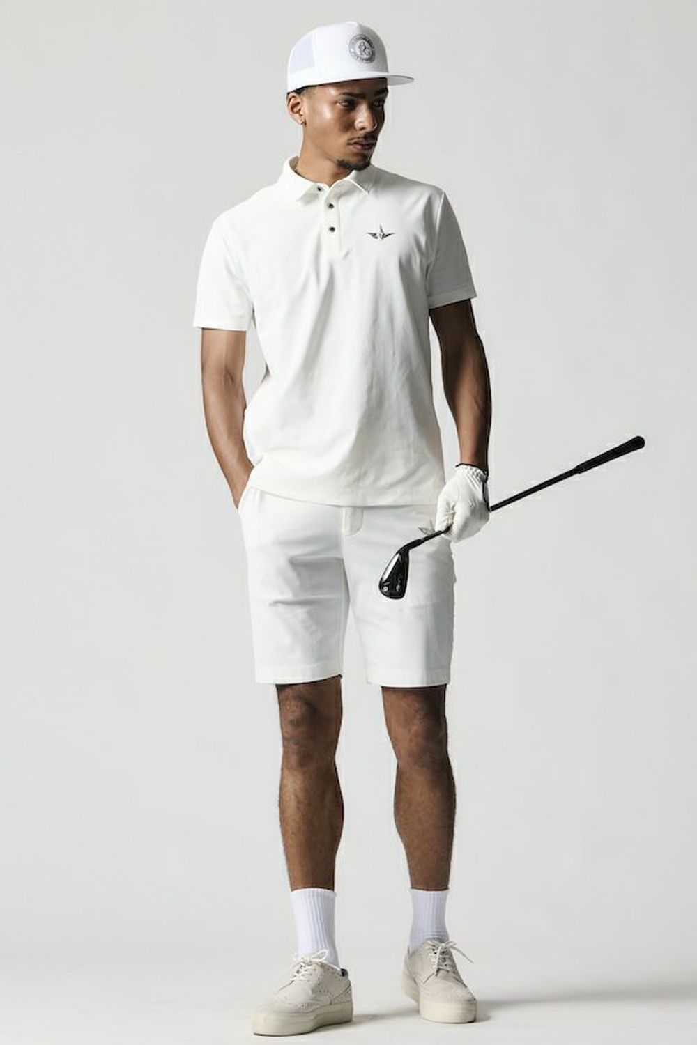 【25SS】 113 GOLF EMBOSS SHORTS / ブランドロゴエンボス ショートパンツ (ホワイト)