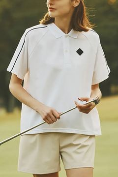 【26SS】【レディース】 WOMEN’S LINE POLO / カノコ生地 ラインロゴテープ リラックスフィット ポロシャツ (ホワイト)