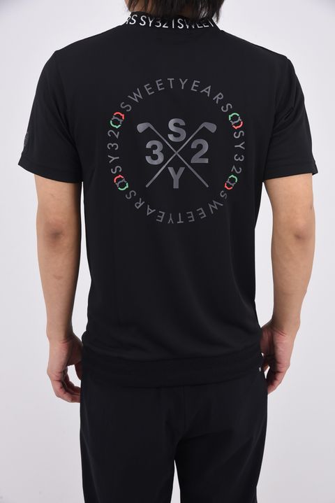 【26SS】 WAVE JQ KNIT MOCK / バックプリント モックネックTシャツ (ブラック)