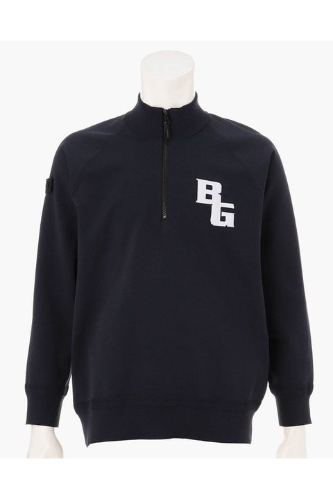 【26AW】 MEN’S PLANE KNIT HALFZIP / BGロゴ ハーフジップニット (ネイビー)
