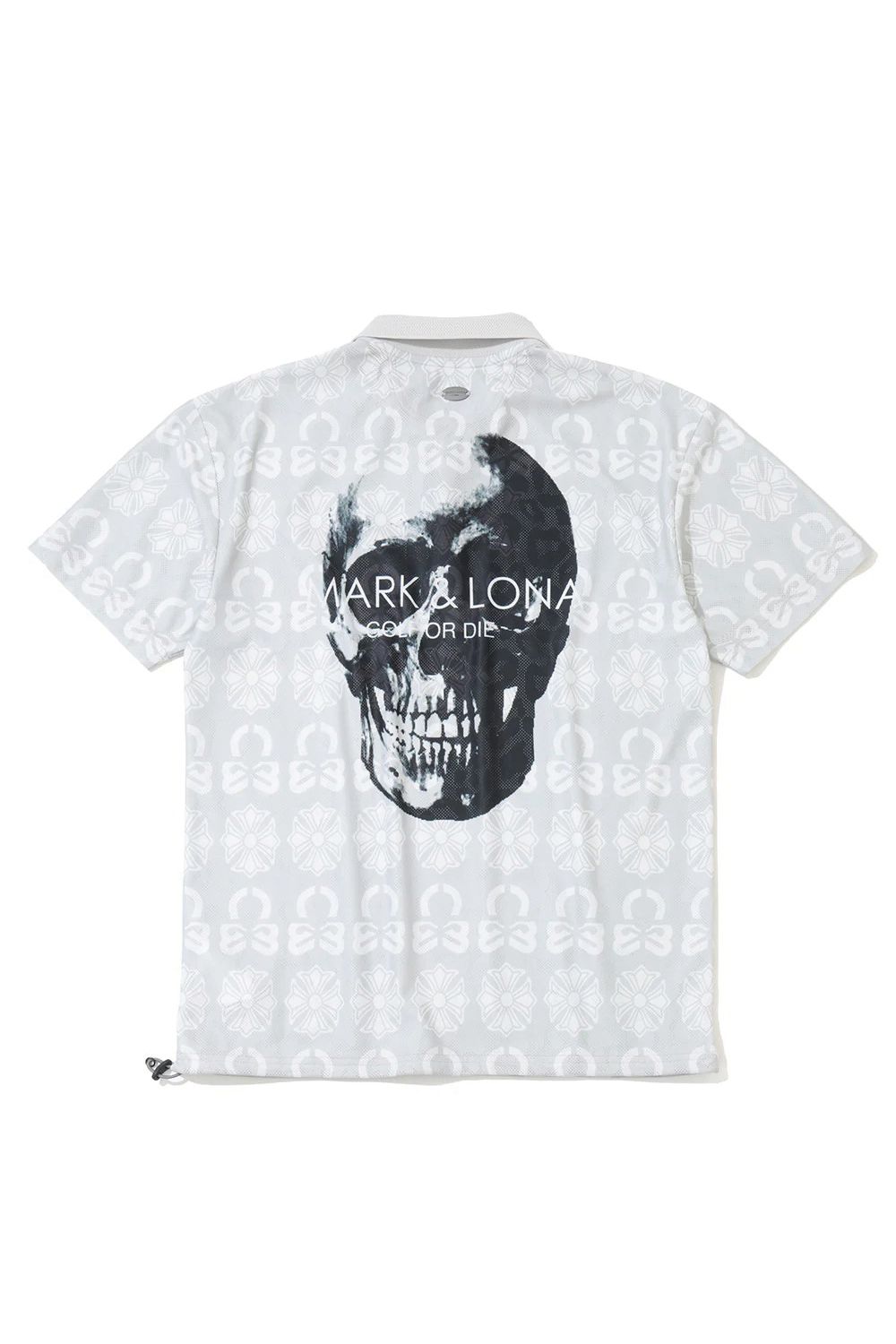 【26AW】 FRACTUR JACQUARD CINCH POLO / メッシュジャカード生地 エレメントスカル総柄 ポロシャツ (グレー)