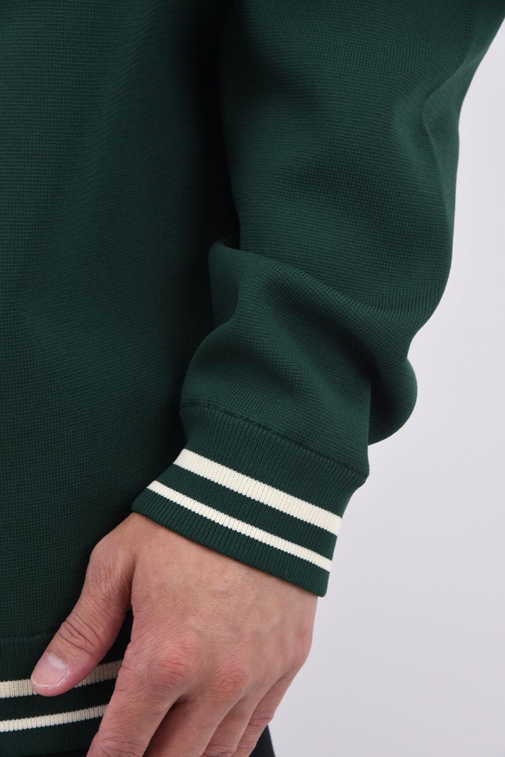 【25AW】 HIGHLY ADICTIVE KNIT / バックグラフィック 裏地付き モックネックリブニット (グリーン)