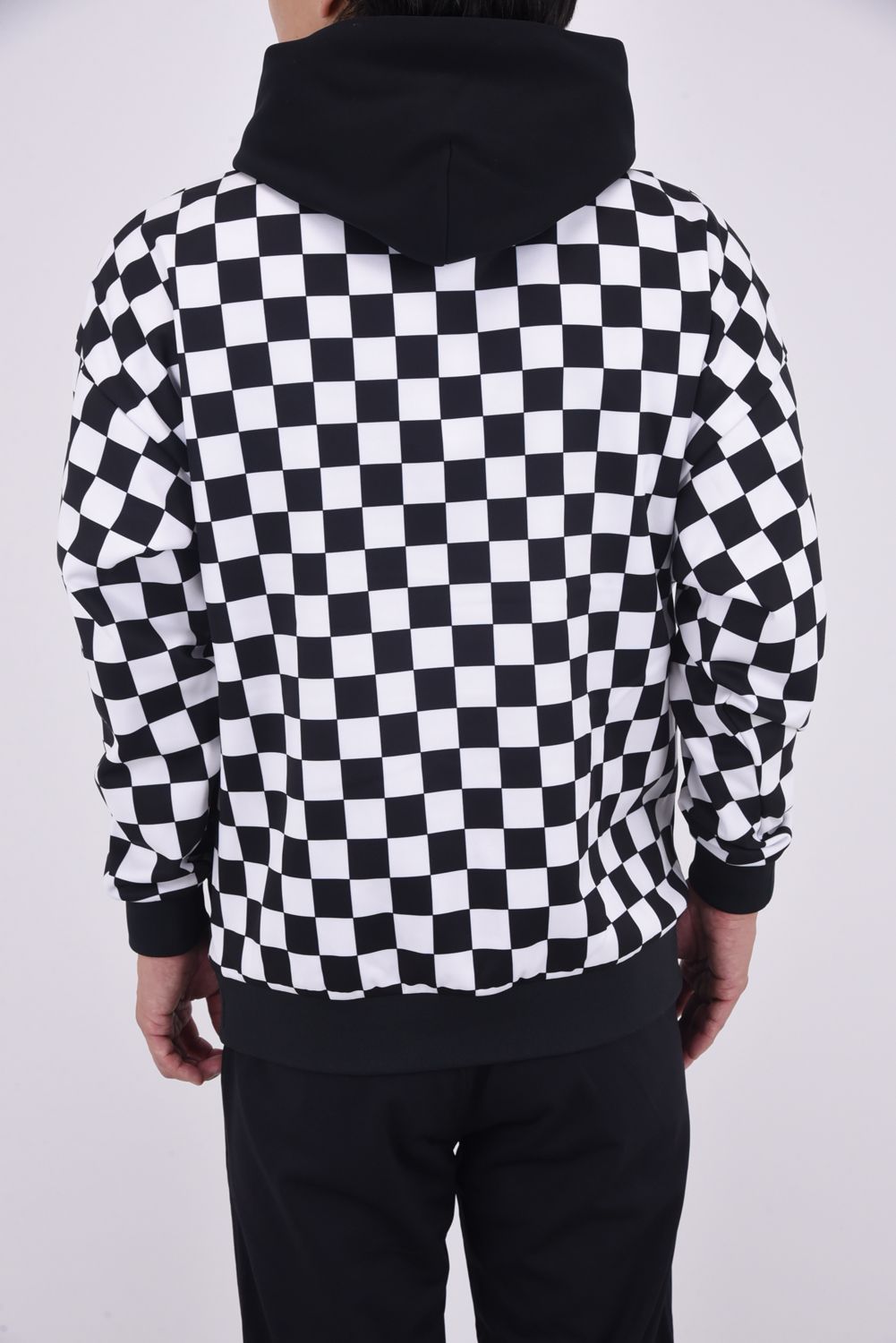 【25AW】 Quist TEXBRID Fleece Hoodie / フリース素材 チェッカーフラッグ プルオーバーパーカー (ブラック)