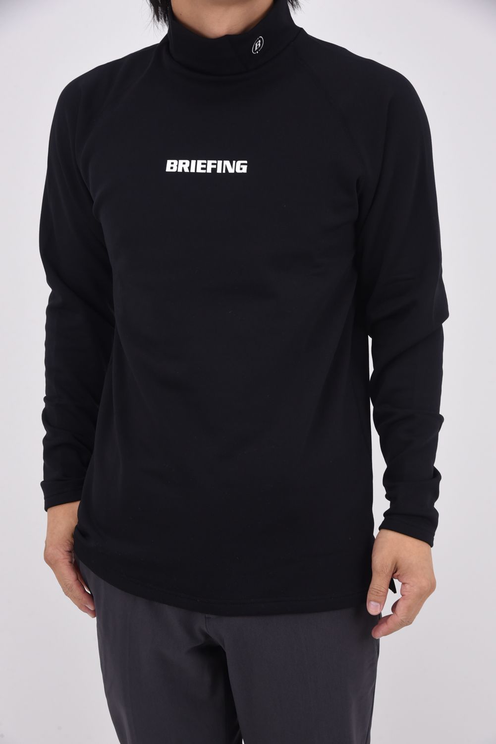 【25AW】 MEN’S WARM LS HIGHNECK / 裏起毛 ブランドロゴ モックネックTシャツ (ブラック)