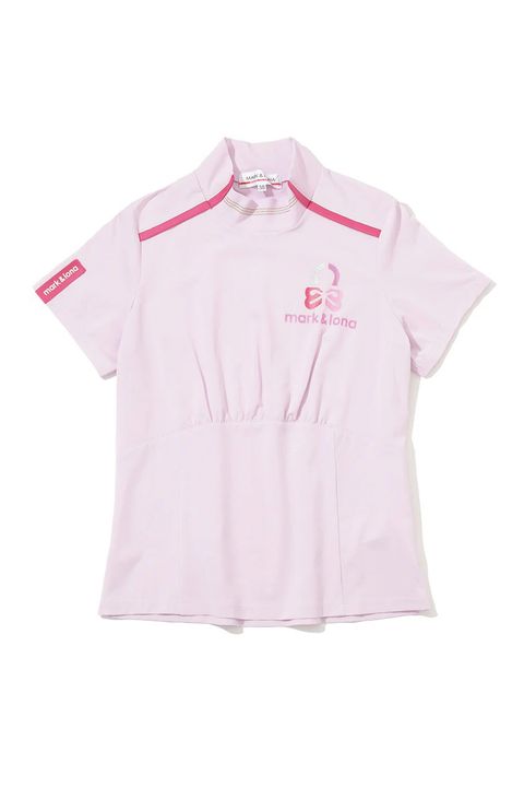 【26SS】【レディース】 ELMT SCULPTED MOCK TEE / 配色ライン ウエストギャザー 半袖モックネックTシャツ (ピンク)