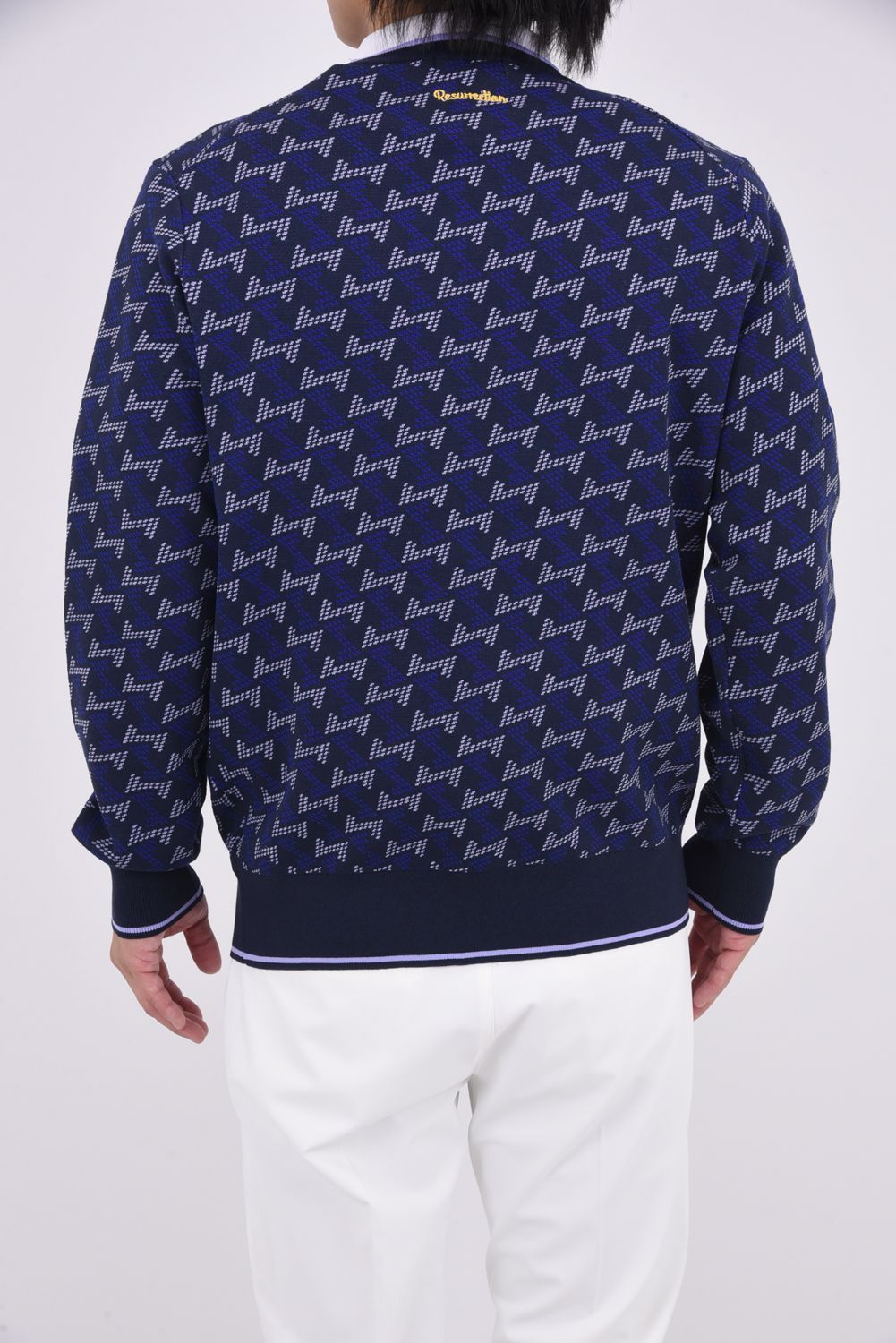 【25AW】 GM JACQUARD LIGHT KNIT / GMジャカード クルーネック ライトニット (ネイビー)*