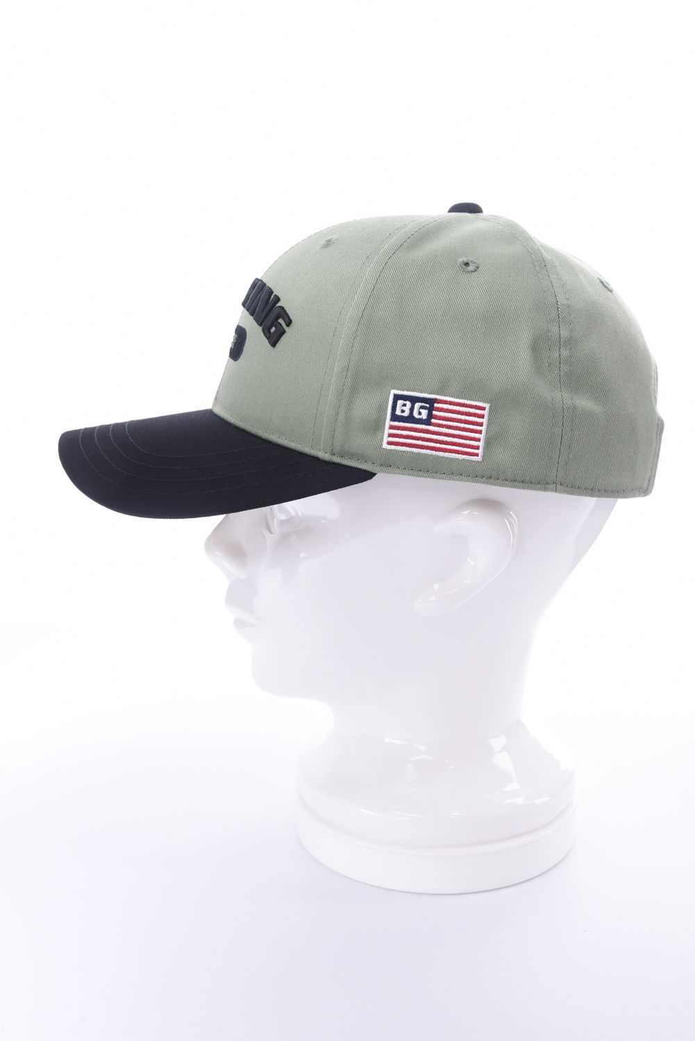 【26SS】 MEN’S COLLEGE LOGO CAP / カレッジ風ロゴ バイカラー キャップ (セージグリーン)