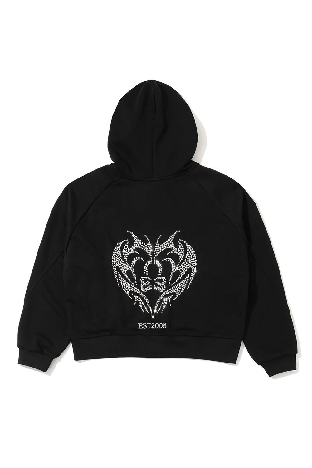 【2026AW KARINAさん着用】【レディース】 ELYSIA SPARK ZIP HOODIE / ラインストーン バックロゴ ジップアップフーディー (ブラック)