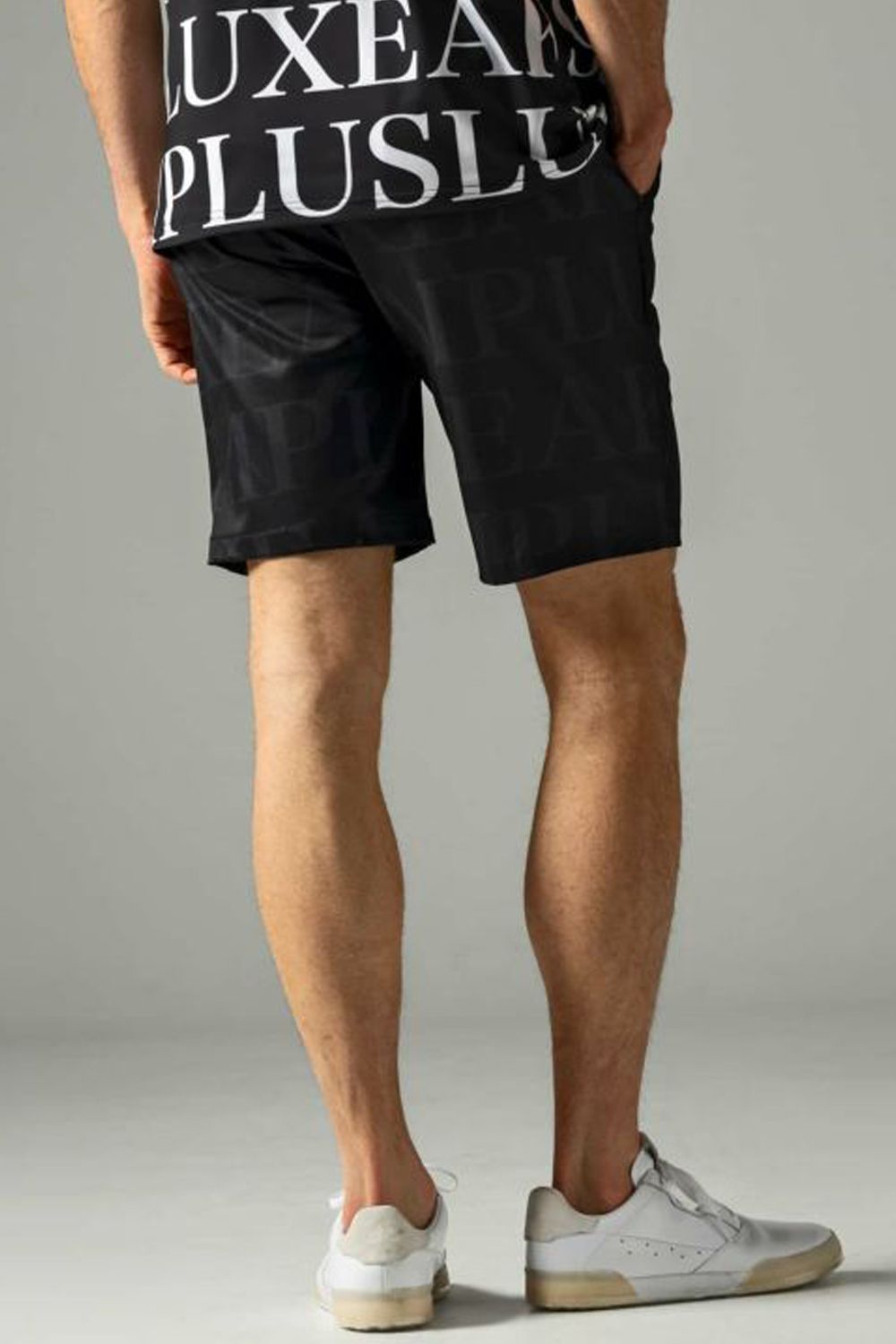 SAME LOGO SHORT PANTS / 総柄ロゴ ハーフスラックス (ブラック)