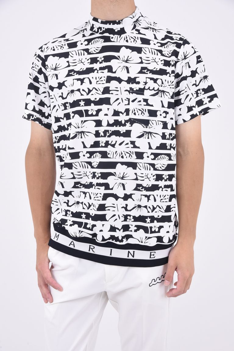 muta - HEM RIB BOTANICAL MOCKNECK SHIRT / ヘムリブ ボタニカル柄  