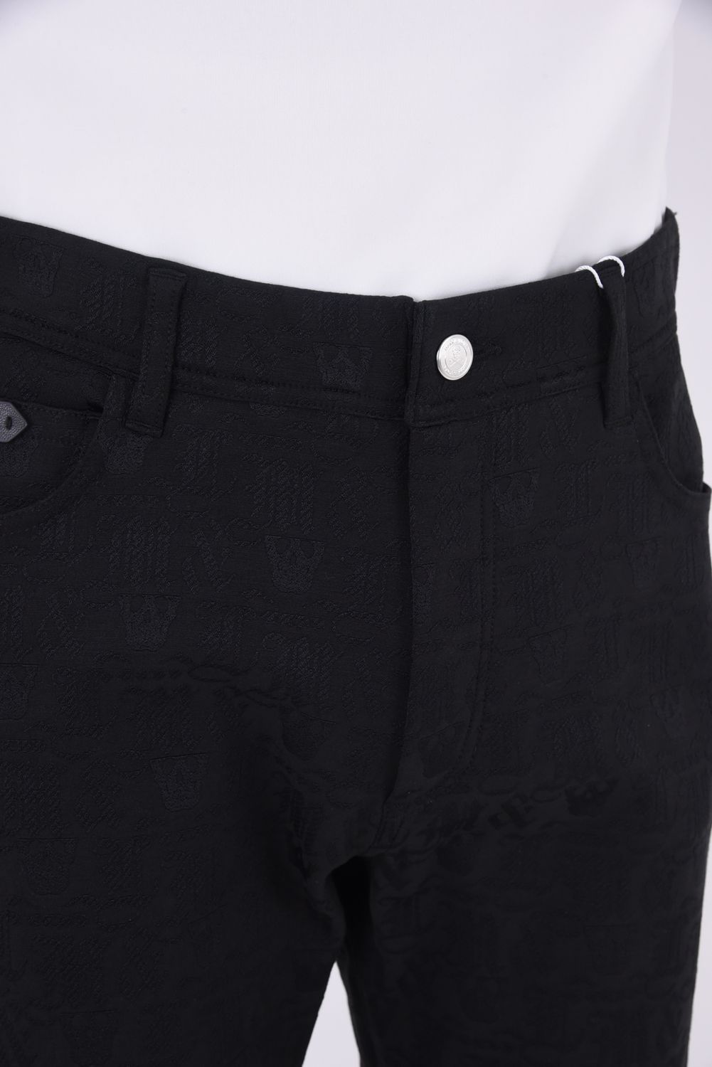 ESSENCE 4WAY STRECH PANTS / ジャガード ファイブポケット パンツ (ブラック)