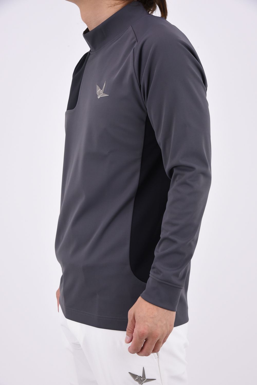 【26AW】 Shoulder Panel Mock NeckLong Sleeve / ショルダーパネル 長袖モックネックTシャツ (グレー)