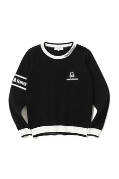 【26SS】【レディース】 MERIDIAN EMBOSS LOGO KNIT / バイカラー エンボス風ロゴジャカード ニットプルオーバー (ブラック)