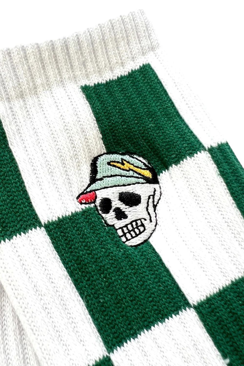 【26SS】 Mens Checked skull Crew Socks / チェック柄 スカルロゴ クルーソックス (グリーン)