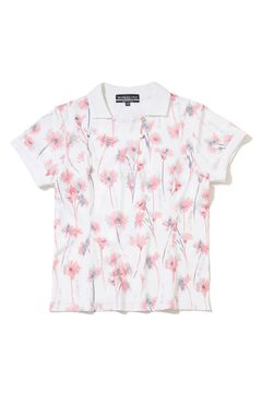 【26SS】【CODE COLLECTION】【レディース】 FLPL / フラワープリント アシンメトリーデザイン ポロシャツ (ホワイト)