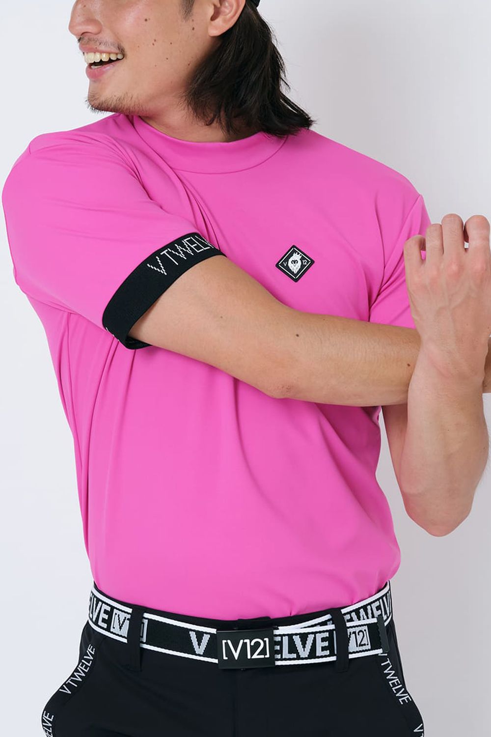 最安値特価【お値下げ】モックネックTシャツピンク メンズウェア