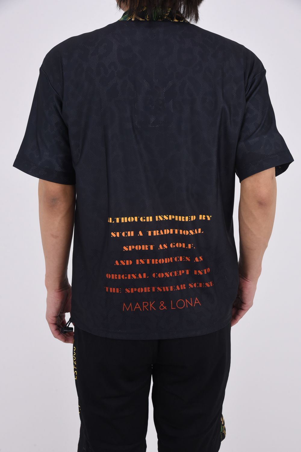 【2026SS 木村拓哉さん着用 VOL.7】 FRAGMENT JACQUARD MOCK TEE / レオパードパターンメッシュ ジップアップ モックネックTシャツ (ブラック)