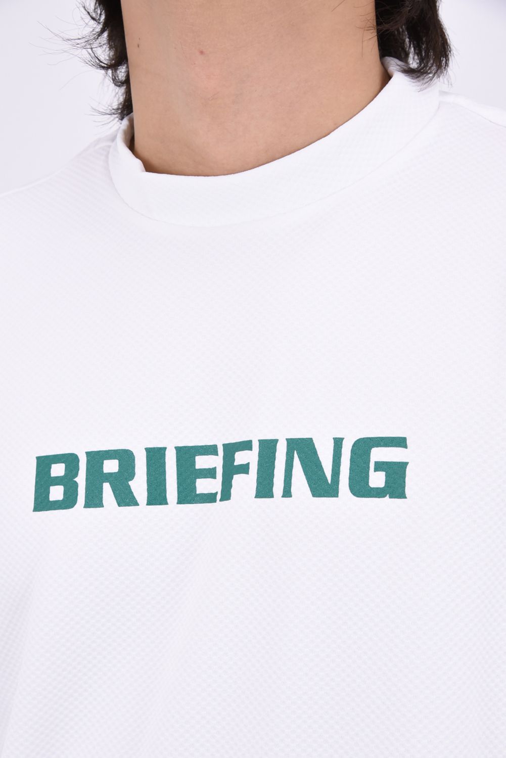 【26AW】 MEN’S EARTH PIQUE HIGHNECK / ハニカムメッシュ ロゴプリント モックネックTシャツ (ホワイト)