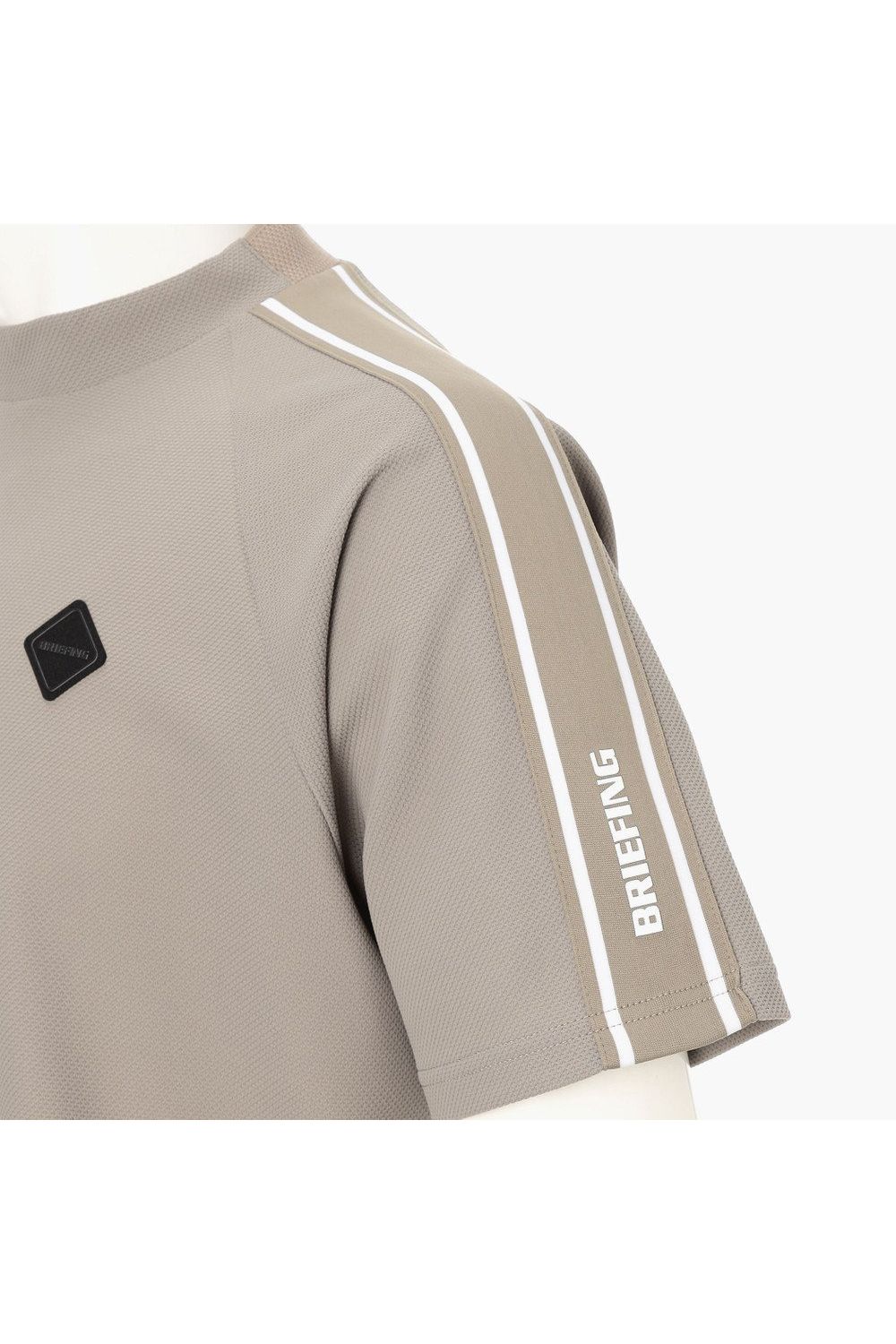 【26SS】 MEN'S LINE HIGHNECK RF / カノコ生地 ラインロゴテープ リラックスフィット モックネックTシャツ (ライトブラウン)