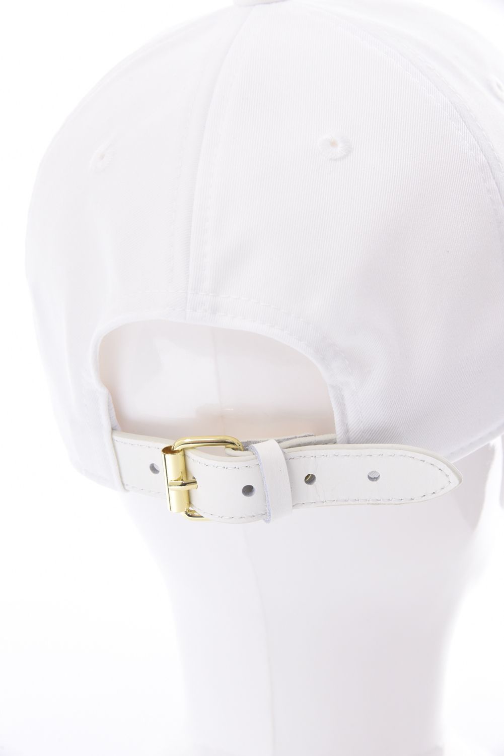 【26SS】 WIDE BRIM CAP / ブランドロゴ刺繍 本革ベルト つば広キャップ (ホワイト)*
