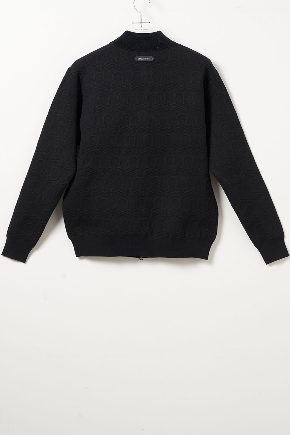 EVER STAND ZIP JACKET / ブランクスカル エンボス調総柄 ジップアップ ニットブルゾン (ブラック)