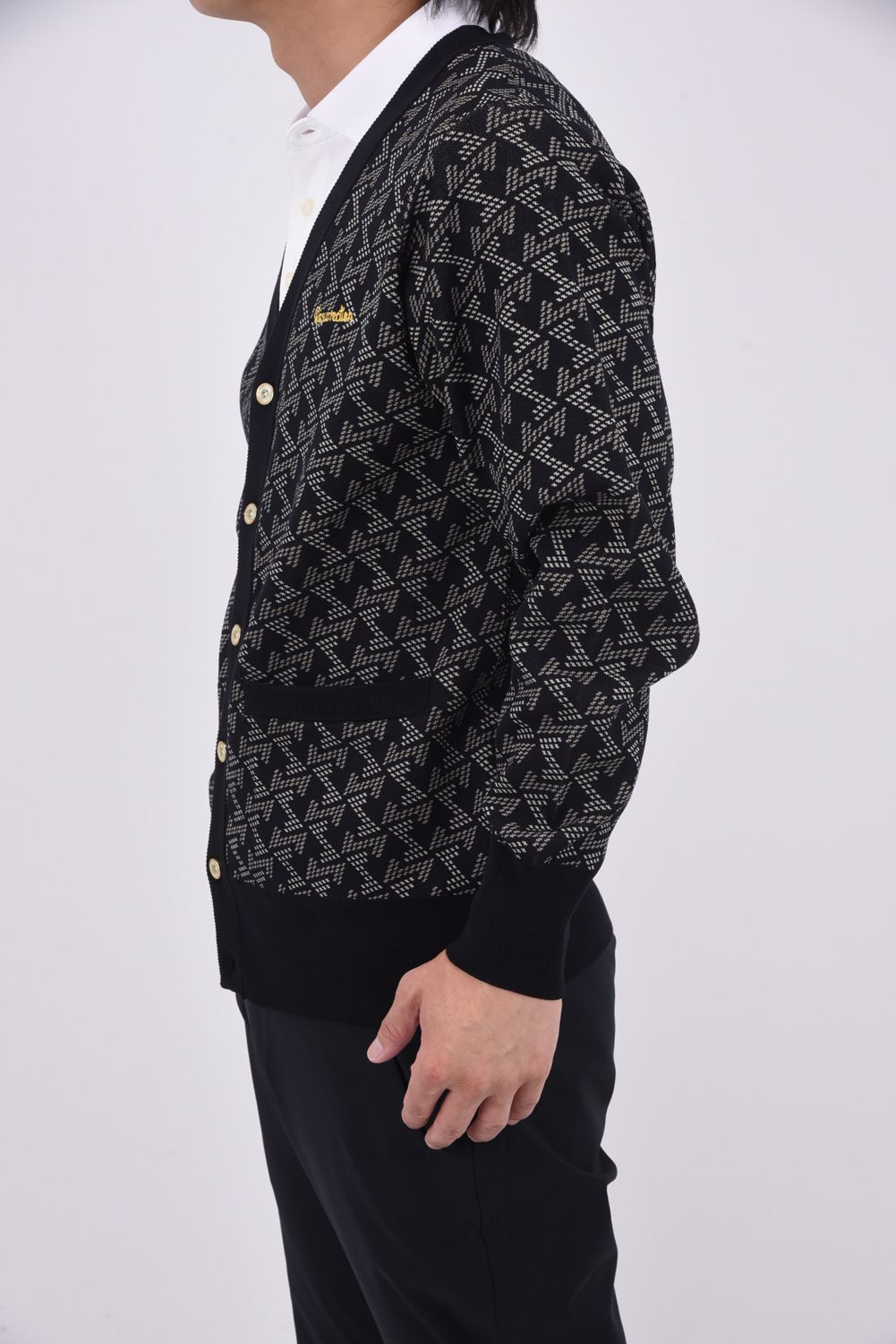 【25AW】 GM JACQUARD KNIT CARDIGAN / GMジャガード ニットカーディガン (ブラック)*
