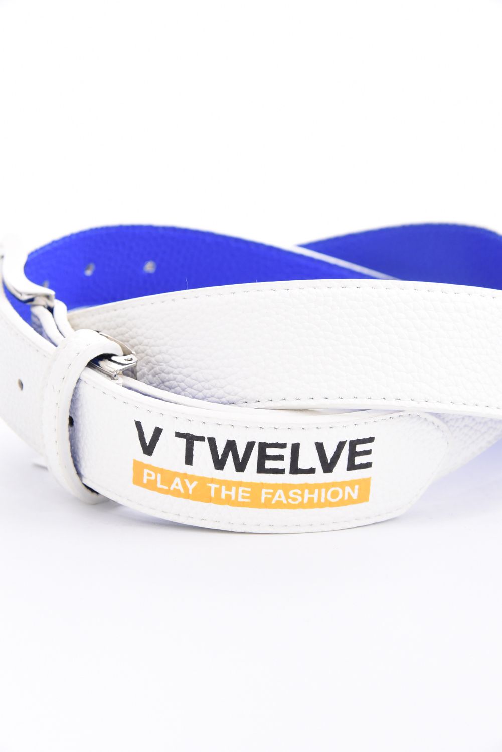 【26AW】 EXP BELT / ブランドロゴ アクセントカラー レザー調ベルト (ホワイト)