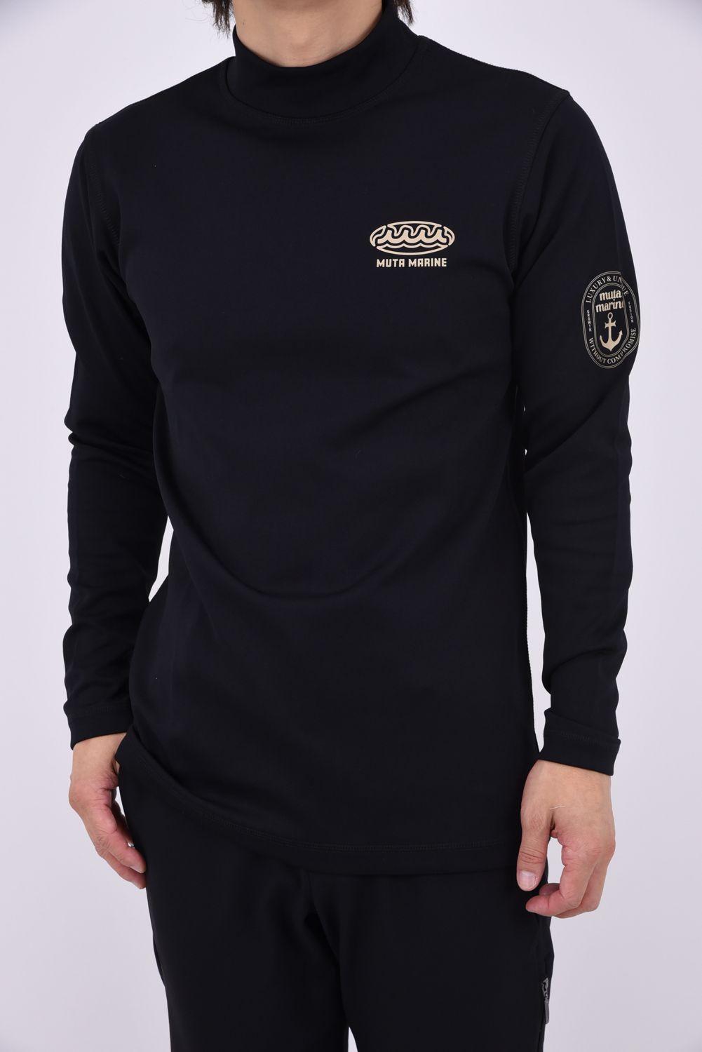 【26AW】 THERMOSOLAR MOCK NECK / ダンボールニット 発熱効果素材 長袖モックネックTシャツ (ブラック)
