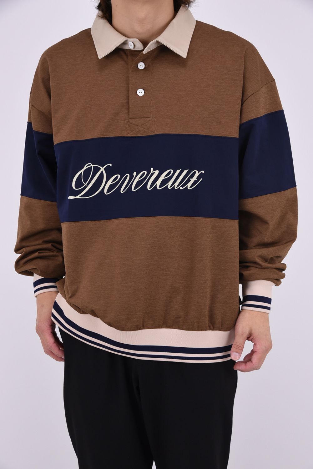 【26AW】 DVG L/S LINE POLO / ロングスリーブ ポロシャツ (ブラウン)