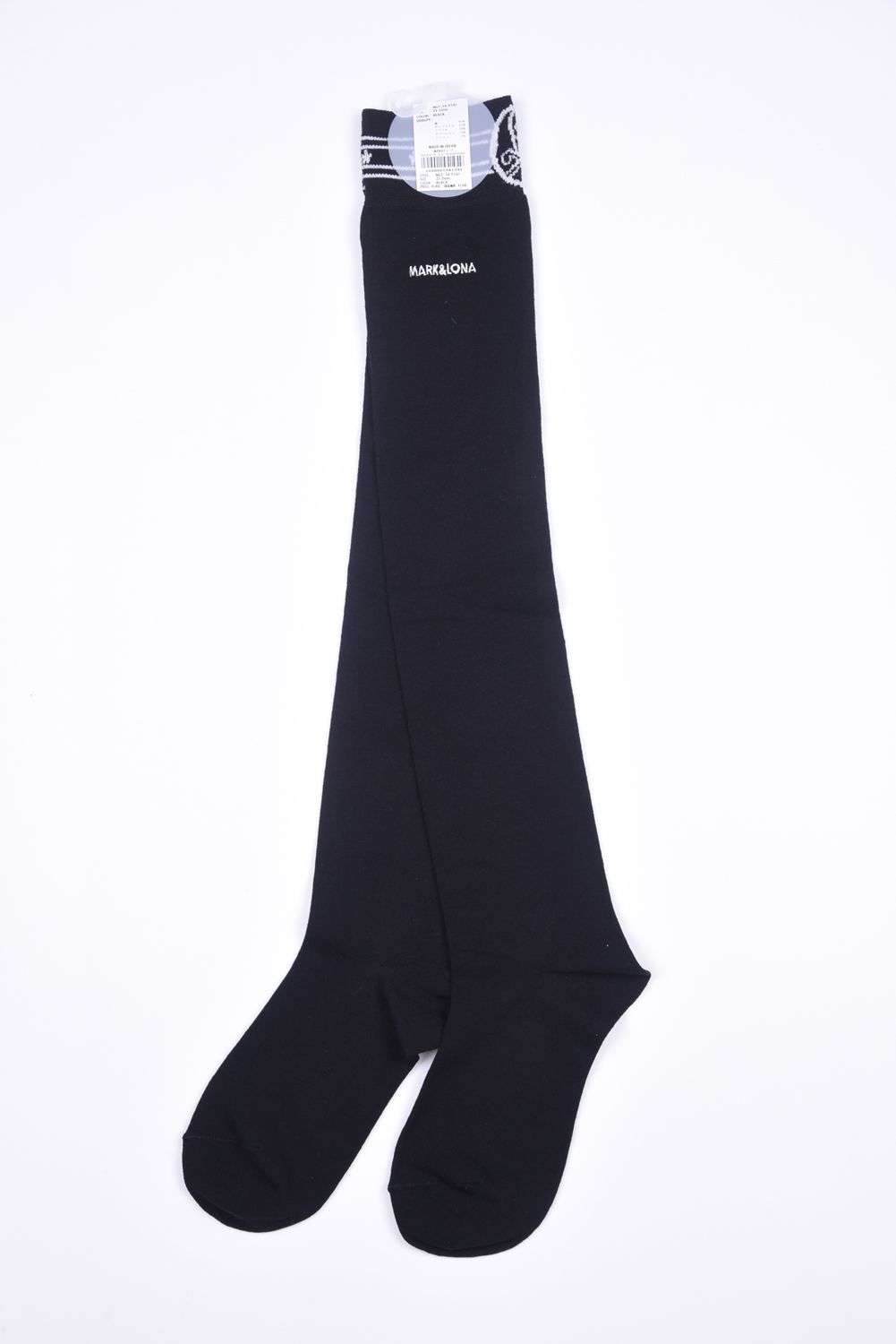 【レディース】 SALLY HIGH SOCKS / ワンポイントロゴ ハイゲージ オーバーニーソックス (ブラック)