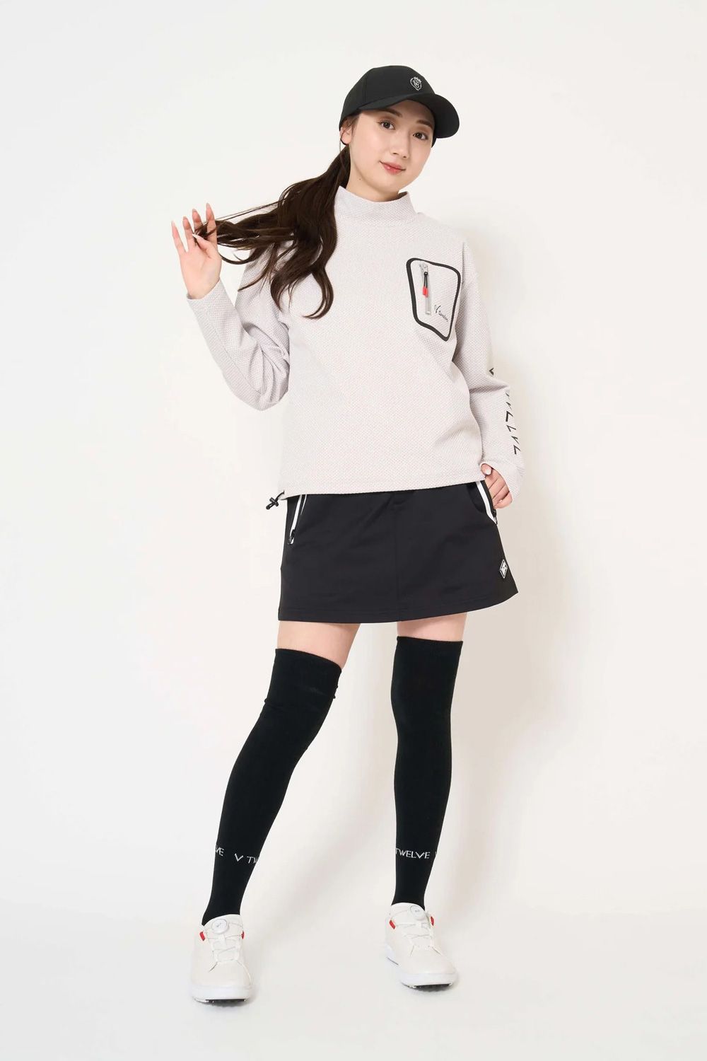 【26AW】【レディース】 SEAL RF MOCK / 胸ポケット サイドロゴ 長袖モックネックTシャツ (グレー)