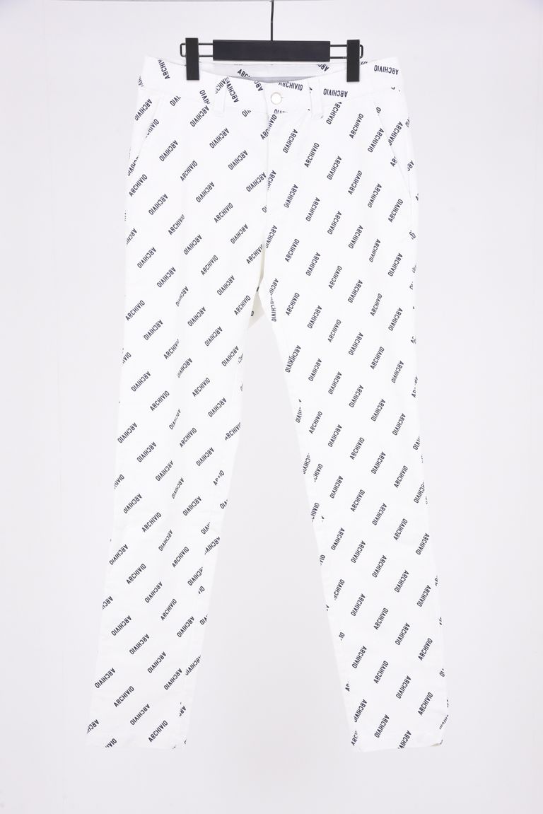 archivio - 総柄ロゴ ストレッチ コーデュロイ パンツ ホワイト  