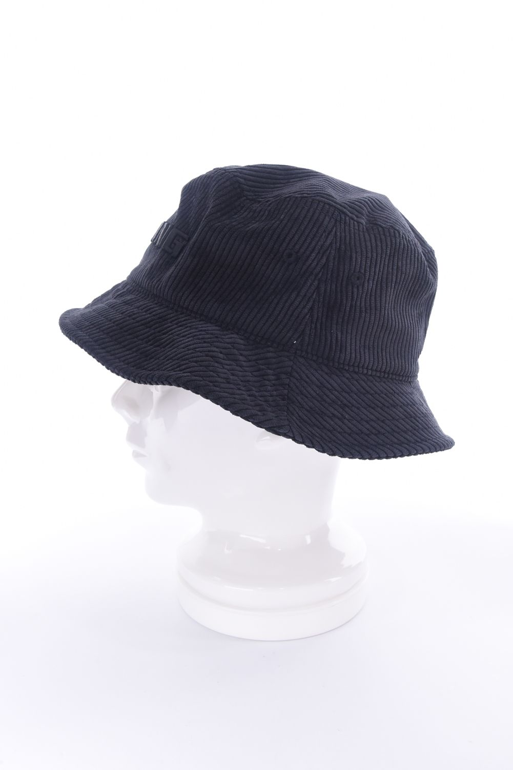 MEN’S CORDUROY HAT / ブランドロゴ刺繍 コーデュロイバケットハット (ブラック)