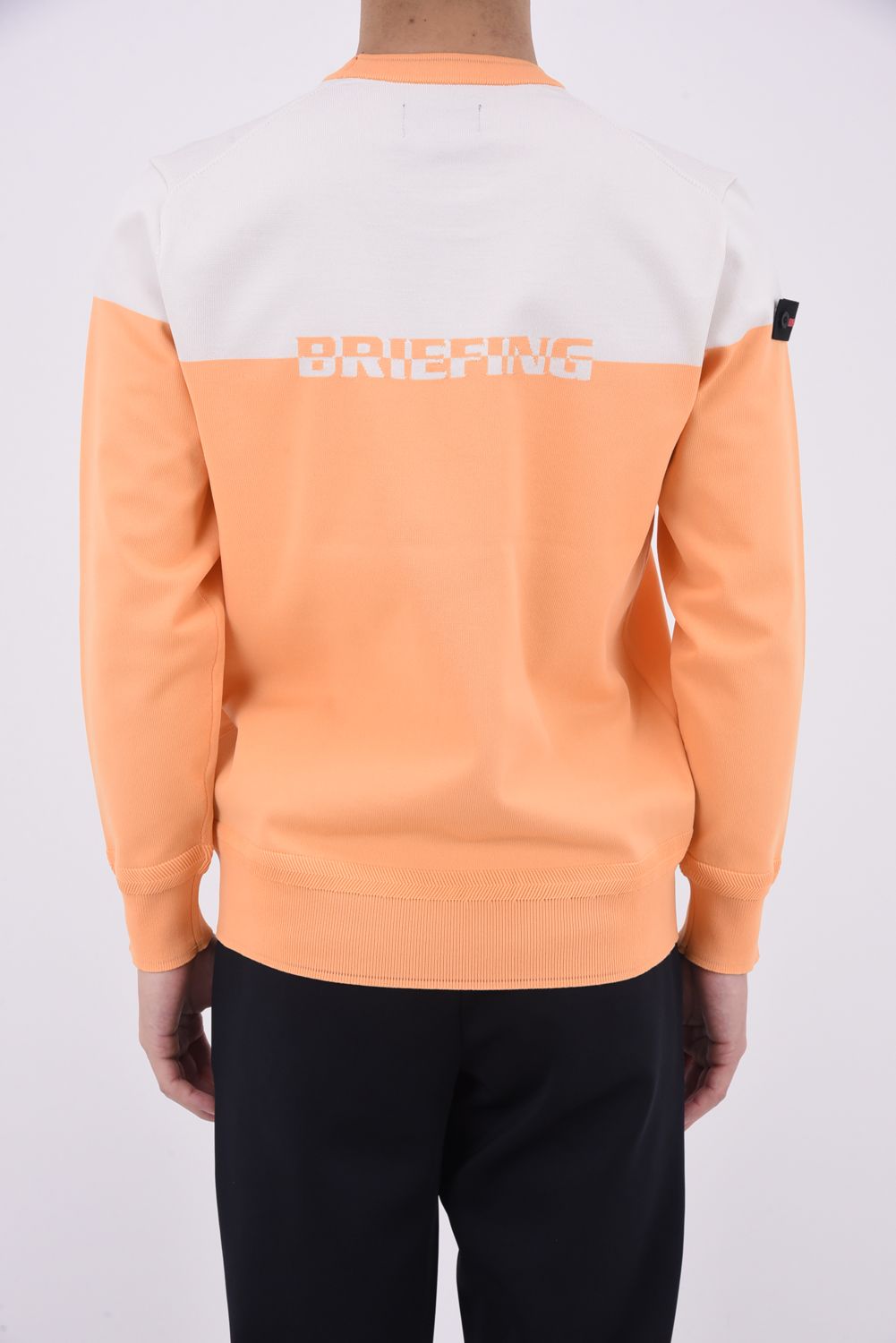 MENS WR BI-CLR CREWNECK KNIT  / バイカラー ロゴ クルーネック ニット (オレンジ)