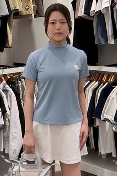【26SS】【レディース】 DOT MESH MOCK TEE / ドットメッシュ モックネックTシャツ (ブルーグレー)