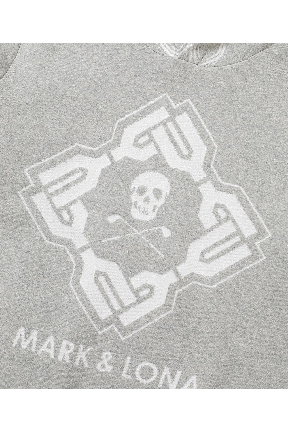 【2026SS 木村拓哉さん着用 VOL.1】 STELA CO CASH BLENDED HOODIE / ジオメトリックパターンジャカード プルオーバーニットパーカー (グレー)